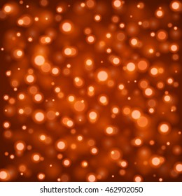 Abstract Light Orange Bokeh Background Vector Illustration. Magic Defocused Glitter Sparkles. Good for promotion materials, Brochures, Banners. Abstract Backdrop.