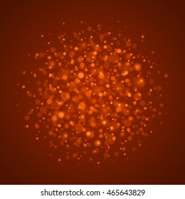 Abstract Light Orange Bokeh Background Vector Illustration. Magic Defocused Glitter Sparkles. Good for promotion materials, Brochures, Banners. Abstract Backdrop.