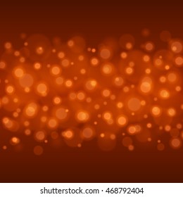 Abstract Light Orange Bokeh Background Vector Illustration. Magic Defocused Glitter Sparkles. Good for promotion materials, Brochures, Banners. Abstract Backdrop.