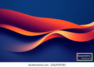 Abstract light orange geometric. Isolated on blue background. Vector illustration.