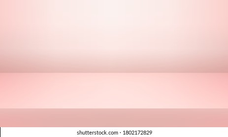 Abstract light orange or rose and gradient light background with studio backdrops. Blank display or clean room for showing product. Vector illustration.