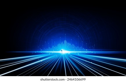 Abstractas Luz de fondo de la ciudad de la tecnología de negocios Hitech concepto de comunicación fondo de innovación, diseño de Vector