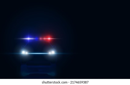 Abstraktes Lichtsignal Polizeiauto nachts mit flashierendem High-Tech-Kommunikationskonzept Innovationshintergrund Vektordesign. 