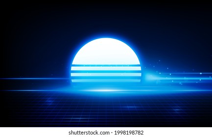 Abstract Light out sunset of retro background. Hitech communication concept innovation background vector design. 