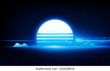 Abstract Light out sunset of retro background. Hitech communication concept innovation background vector design. 
