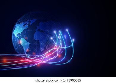 Abstract Light out technology background Hitech communication concept innovation send for planet earth and technology network. vector illustration