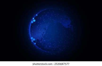 Abstract Light out technology background Hitech communication concept innovation send for planet earth with sunrise and technology network. vector illustration