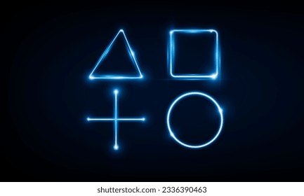 Abstract Light out technology and with neon circle cross square triangle of Gameplay. Hitech communication concept innovation background,  vector design