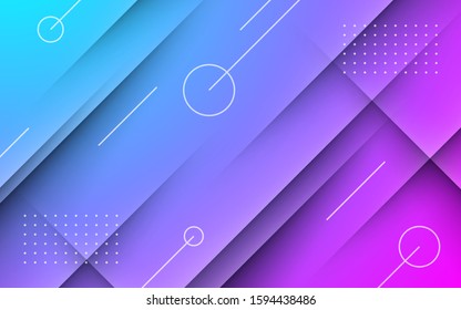 Abstract light papercut background vector. Blue and pink gradient geometric shape.