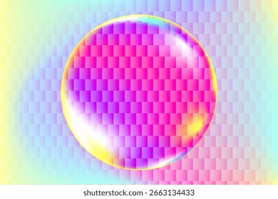 Abstraktes hellrosa, blauer Pixelgradient-Hintergrund, glühende pixelierte Glaskugel Hintergrund. Elegante unscharfe Textur mit irisierenden Neonlichtern für Präsentation, Poster, Produktdisplay