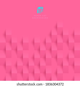 Abstract light pink color paper cut design pattern background with copy space. You can use for cover design, artwork, ad, poster, presentation. Simple & minimal pastel design. Vector illustration 
