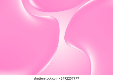Abstract light pink holographic liquid blobs, flowing colorful gradient textured background with copy space. Fluid organic forms, smooth fluids like gel, collagen, serum. Beauty presentation, banner