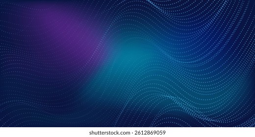 Abstract light point Hi-tech digital technology concept. High tech computer illustration with purple and dark blue modern simple abstract