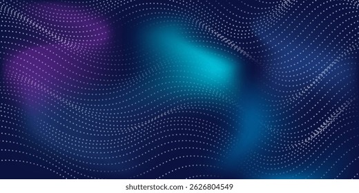Abstract light point Hi-tech digital technology concept. High tech computer illustration with purple and dark blue simple modern art