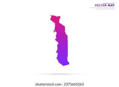 Abstract Light Purple, Pink gradient of Togo map on white background vector.