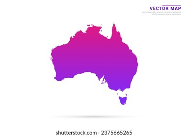 Abstract Light Purple, Pink gradient of Australia map on white background vector.