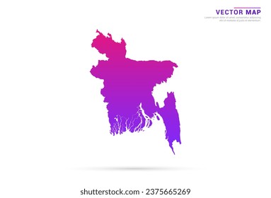 Abstract Light Purple, Pink gradient of Bangladesh map on white background vector.