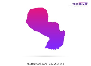 Abstract Light Purple, Pink gradient of Paraguay map on white background vector.
