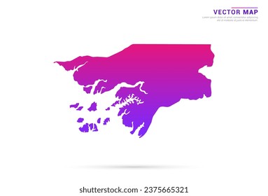 Abstract Light Purple, Pink gradient of Guinea Bissau map on white background vector.