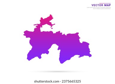 Abstract Light Purple, Pink gradient of Tajikistan map on white background vector.