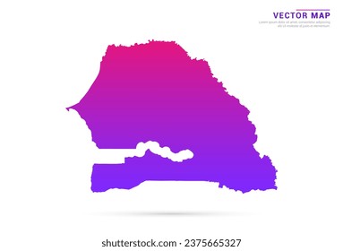 Abstract Light Purple, Pink gradient of Senegal map on white background vector.