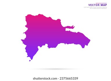 Abstract Light Purple, Pink gradient of Dominican Republic map on white background vector.