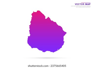 Abstract Light Purple, Pink gradient of Uruguay map on white background vector.