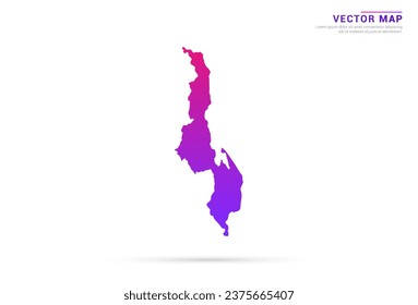 Abstract Light Purple, Pink gradient of Malawi map on white background vector.