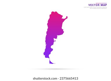 Resumen Púrpura claro, gradiente rosado de Argentina mapa sobre vector de fondo blanco.