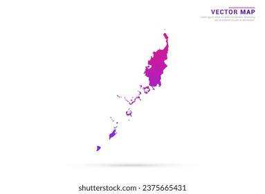 Abstract Light Purple, Pink gradient of Palau map on white background vector.