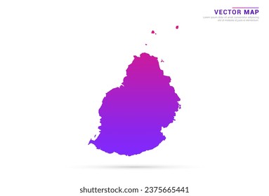 Abstract Light Purple, Pink gradient of Mauritius map on white background vector.