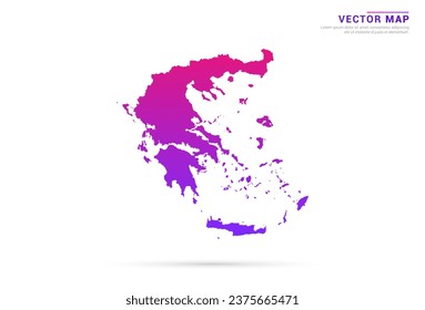 Resumen Púrpura claro, gradiente rosado de Grecia mapa sobre el vector de fondo blanco.