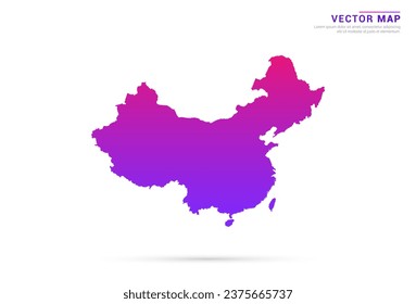 Abstract Light Purple, Pink gradient of China map on white background vector.