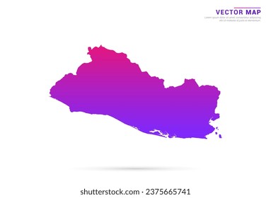 Abstract Light Purple, Pink gradient of El Salvador map on white background vector.