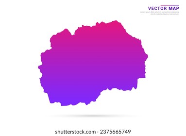 Resumen Púrpura claro, gradiente rosado de Macedonia mapa sobre vector de fondo blanco.