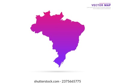 Abstract Light Purple, Pink gradient of Brazil map on white background vector.