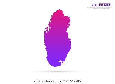 Resumen Púrpura claro, gradiente rosado de Qatar mapa sobre vector de fondo blanco.