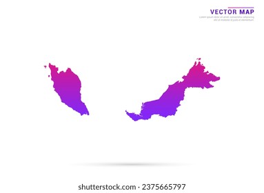 Abstract Light Purple, Pink gradient of Malaysia map on white background vector.