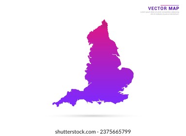 Abstract Light Purple, Pink gradient of England map on white background vector.