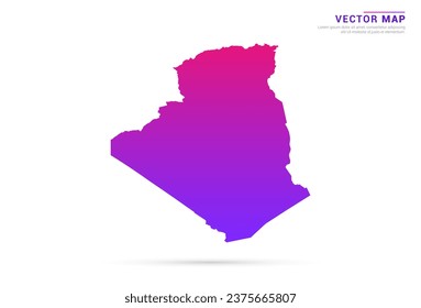 Resumen Púrpura claro, gradiente rosado de Argelia mapa sobre el vector de fondo blanco.