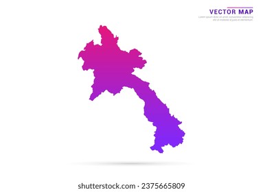 Resumen Púrpura claro, gradiente rosado de Laos mapa sobre el vector de fondo blanco.