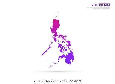 Abstract Light Purple, Pink gradient of Philippines map on white background vector.