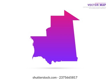 Abstract Light Purple, Pink gradient of Mauritania map on white background vector.