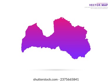 Abstract Light Purple, Pink gradient of Latvia map on white background vector.