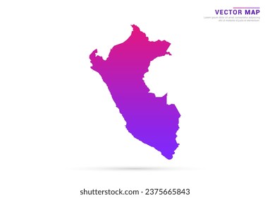 Resumen Púrpura claro, gradiente rosado del Perú mapa sobre el vector de fondo blanco.