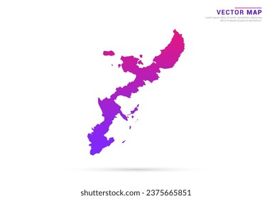 Abstract Light Purple, Pink gradient of Okinawa map on white background vector.