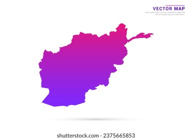 Resumen Púrpura claro, gradiente rosado de Afganistán mapa sobre el vector de fondo blanco.