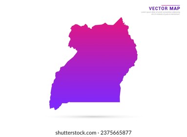 Abstract Light Purple, Pink gradient of Uganda map on white background vector.