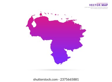 Resumen Púrpura claro, gradiente rosado de Venezuela mapa sobre el vector de fondo blanco.