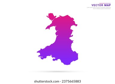 Abstract Light Purple, Pink gradient of Wales map on white background vector.